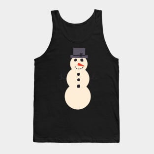 Cozy Vintage Snowman Holly Pattern Retro Christmas Aesthetic Holiday Decor Red Background Tank Top